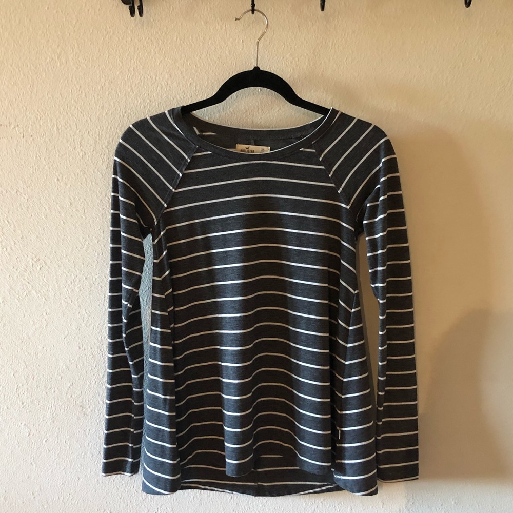 Hollister grey striped long sleeve shirt